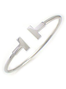 Tiffany & Co Bangle T Wire 18K White Gold Bracelet